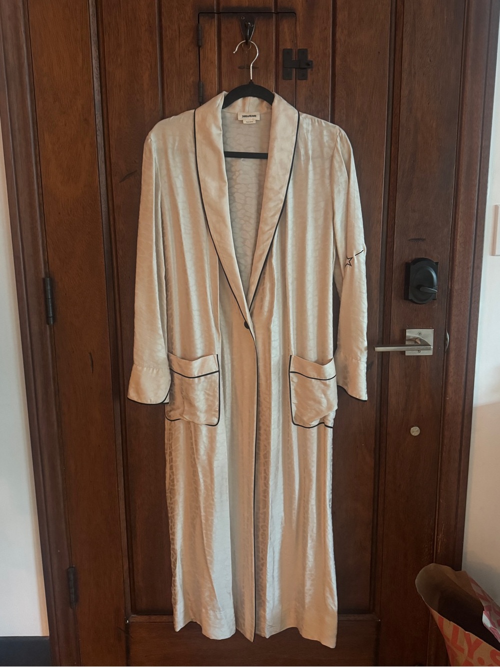 Zadig & Voltaire Women's Long Silk kimono jacket/ Robe in Champagne  SM